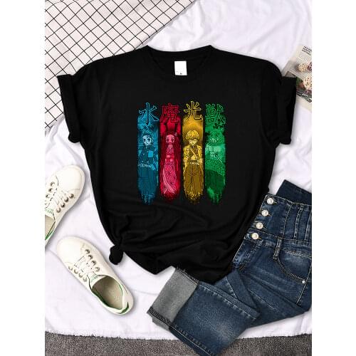 Japanese Cartoon Demon Slayer Printing Women T Shirts Anime Style Top Plus Size T-shirts Hip Hop Tee Summer Anime Female T-shirt