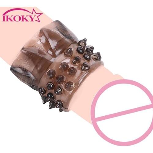 IKOKY Penis Sleeve Extender Adult Sex Toys for Men Male Delay Ejaculation Silicone Penis Ring Clitoris Stimulation Cock Ring