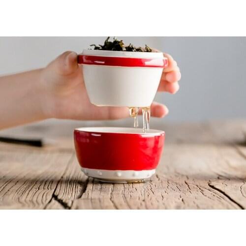 Ceramic One Pot Two Cups Kung Fu Tea Set Portable Travel Tea Set With Filter Tea Cup Wedding Gift