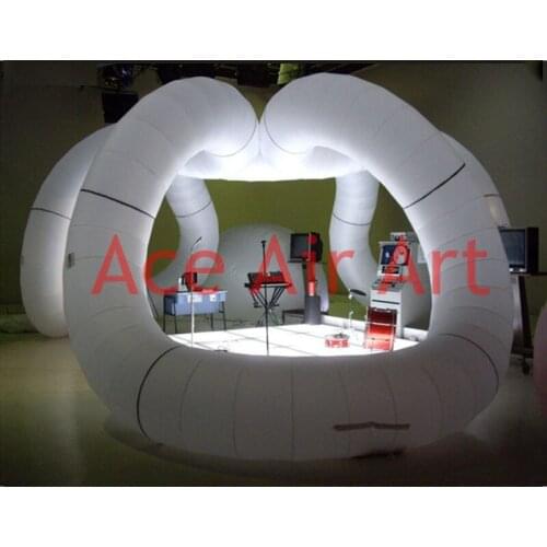 Round air supporting exhibition inflatable structure for office area in trade show