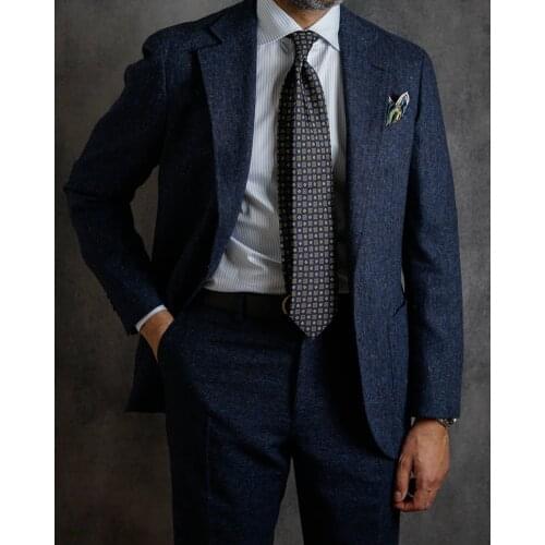 Jacket+Pants) Fall Winter Woolen 2 Piece Groom Tuexdos For Wedding Formal Prom Suit Party Evening Blazer Custom Made