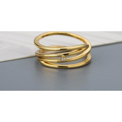 Multilayer Twist Rings For Women Triangular Finger Ring Zircon Crystal Stainless Steel Gothic 2021 Trend Jewelry bague femme
