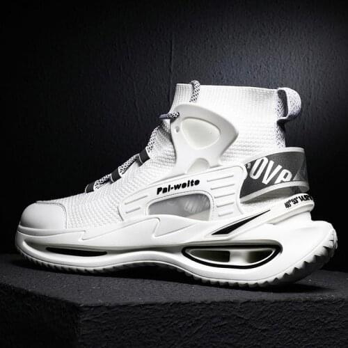 Plus Size High Top High-soled Man Sneakers Sock Shoes Running Man Sports Shoes for Men Sport Shoes Male White Knit Walk GMB-0469