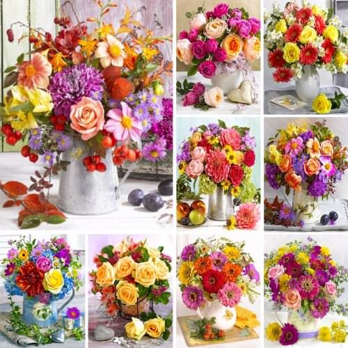 5D DIY Flower Diamond Painting Rhinestone Picture Cross Stitch Kit Full Diamond Embroidery Gift Mosaic Artist Home Decoration