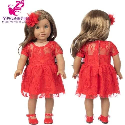Doll Outfits 18 Inch Girl Doll Red Lace Dress Baby Reborn Dolls Dress Baby Girl Gifts