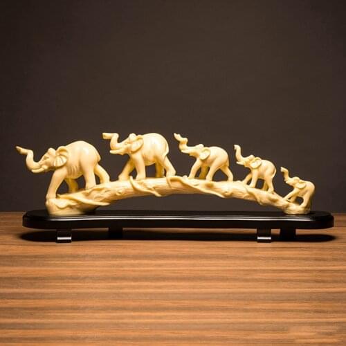 Animals Statue Desktop Good Fortune Elephant Tabletop Collecitble Figurine Car Bookshelf Sculpture Shop Hotel Office Art Accent