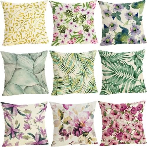 Cotton Linen Cushion Cover Flowers Plant Pillowslip Home Decor Funda Cojin Housse de Coussin Cojines Pillowcase 45x45cm