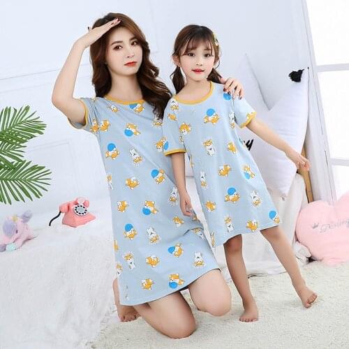 Mother and Daughter Matching Nightgown Family Pajamas Sleepwear Girls Nightdress Mother & Kids Family Matching Dresses