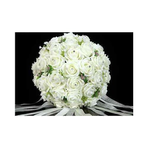 New Wedding Bridal Bouquet Rose Crystal Pearl Bridesmaid Flowers Posy Handmade