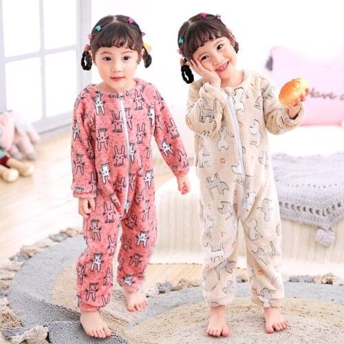 Autumn And winter Childrens Pajamas Flannel Pajamas Boys Girls Cartoon Baby Home Clothes Parent Child Clothes
