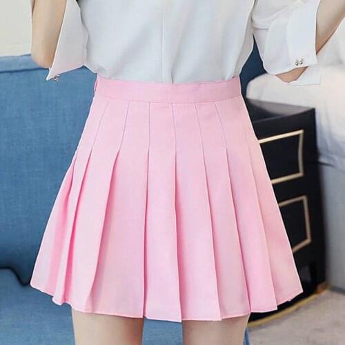 Pleated Satin Skirt summer High Waist Pleated Mini Skirt Womens Fashion Slim Waist Casual Tennis Skirts school Vacation #1217