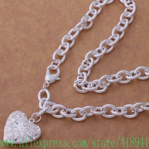 Silver Plated Necklace, Silver Plated fashion jewelry Stereoscopic pattern heart-shaped necklace /eylanpsa bznakqua AN752