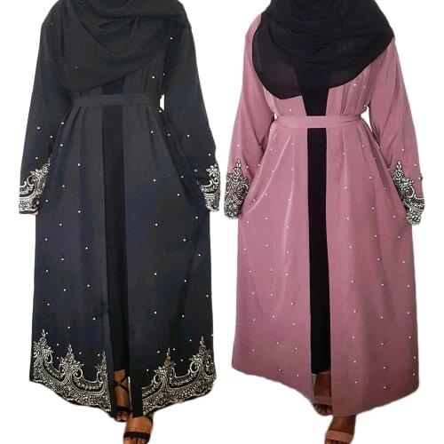 Ramadan Open Beading Kaftan Abaya Dubai Kimono Cardigan Muslim Women Dress Long Maxi Party Robe Gown Jilbab Clothing Middle East