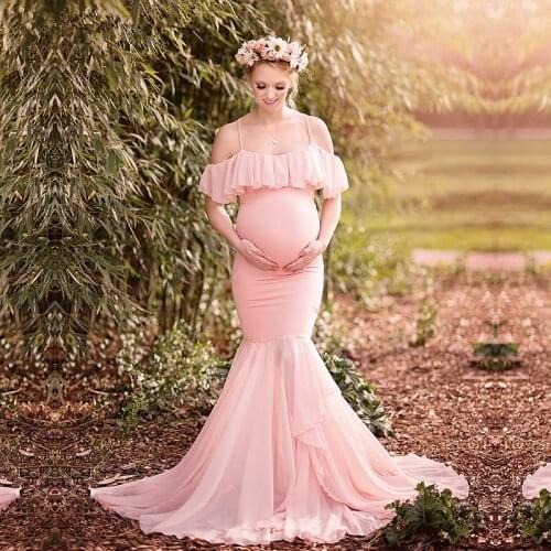 Maternity photography props Pregnancy Clothes Cotton Mermaid Trumpet Strapless Maternity Dress shooting photo Pregnant dress