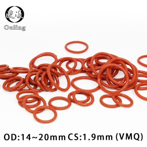 10PCS/lot Red Silicon Ring Silicone O ring 1.9mm Thickness OD14/15/16/17/18/19/20mm Rubber O-Ring Seal Gasket ORings Washer