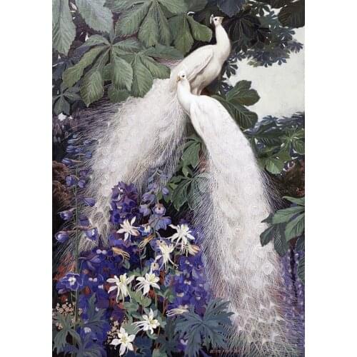 "White Peacocks"Needlework,DIY Living Room Printed Cross stitch,Sets For Embroidery Kit Full Silk Thread
