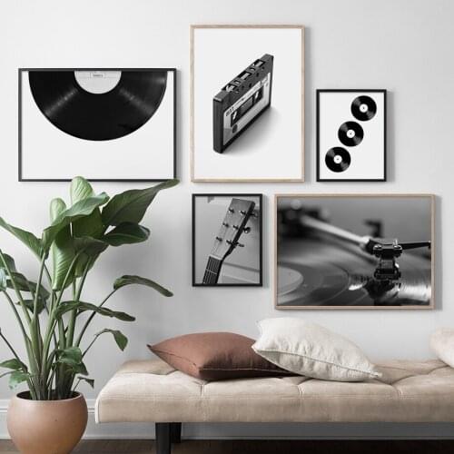 Self-adhesive Wall Sticker Record Player Nordic Posters Prints Wall Art Painting Vintage Wall Pictures for Living Room Decor