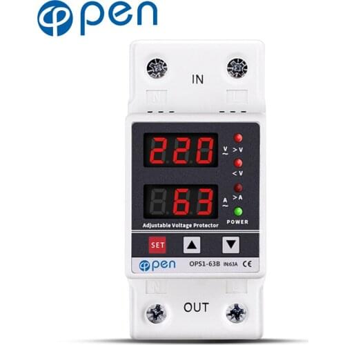220V 63A Self-resetting adjustable overvoltage and undervoltage current limiting overload protector