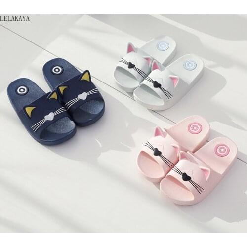 New Style Summer Cartoon Cat Children Slippers Baby Kids Boys Girls Home Indoor Floor Family Shoes Kawaii Infant Beach Sandals