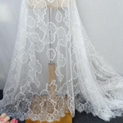 3 meters export French chain link flower high quality mesh eyelash lace fabric wedding dress veil clothing accessories