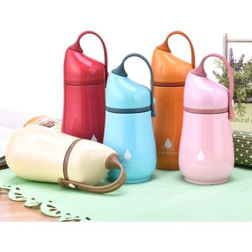 Silicone rope rope big belly cup portable cute gourd cup vacuum cup double vacuum stainless steel outdoor water cup
