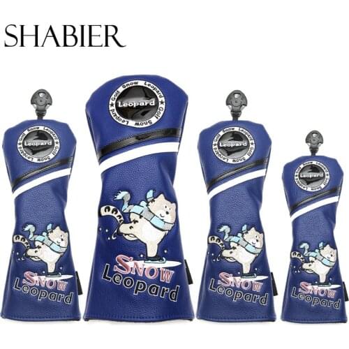 Siranlive #1 #3 #5 Golf Snow Leopard Headcovers Driver/Fairway Wood/Hybrid PU Leather Head Cover