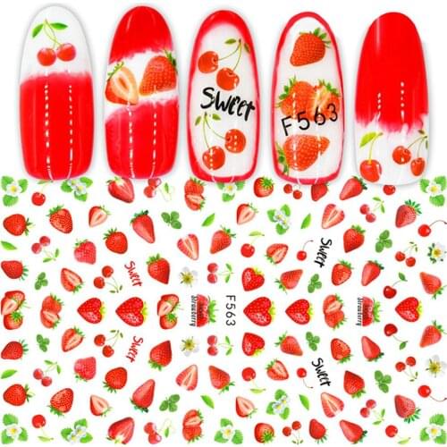 Super Thin 3D English Letters Animal Fruit Leaf Nail Sticker Adhesive Decoration
