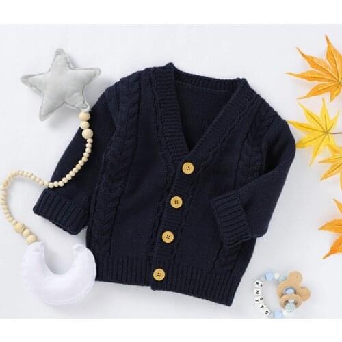 Baby Boy Girl Sweater Cardigan Children Kids Sweatshirt Autumn Fall Solid Print Knitted Cotton Casual Outerwear Warm Clothes Hot