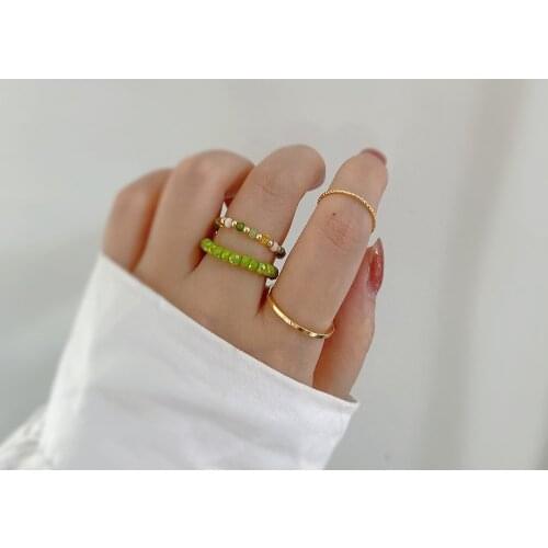 ZN 2021 4pc/set Korean Fashion Colorful Transparent Rings For Women Simple And Ultimate Acrylic Resin Ring Party Jewelry