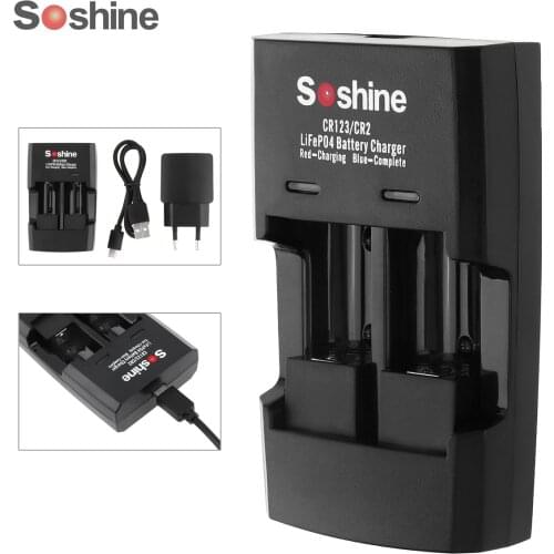 Soshine Smart Intelligent Rapid Battery Charger for LiFePO4 Li-FePO4 RCR2 RCR123 CR2 16340 17335 16340P Quick Battery Charger