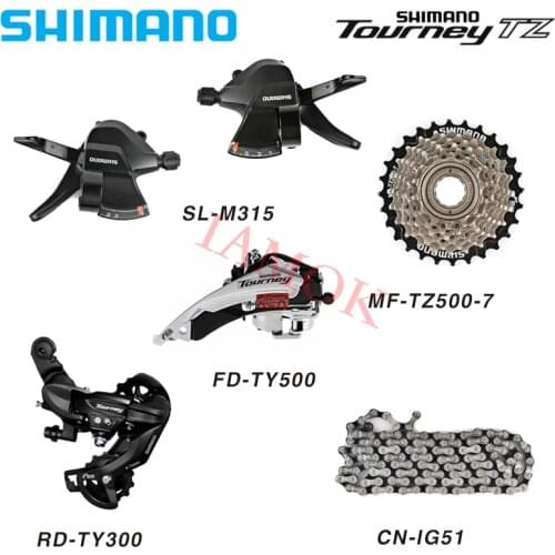 SHIMANO TOURNEY Bike 7 Speed Derailleur Kit SL-M315 Shift Lever Iamok MF-TZ500-7 Freewheel RD-TY300 Derailleurs Bicycle Parts