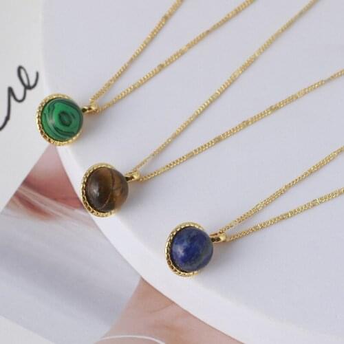 Europe and the United States tide jewelry wholesale simple planet double-sided set stone gold ball necklace