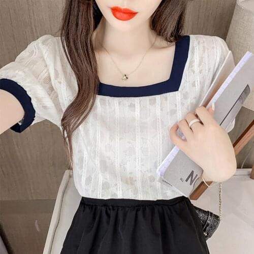 Autumn New 2021 Korean Fashion French Retro Solid Color Ruffle Blouse Round Neck Puff Sleeve Pleated Splicing Temperament Casual