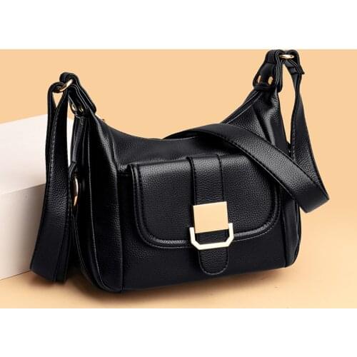 Womens Solid Color PU Leather Crossbody Bags 2021 Winter Female Fashion Luxury Designer Shoulder Handbags and Purses