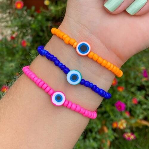 Go2Boho 2021 Turkish Evil Eye Bracelet For Women Gift Multicolor Beaded Braclet INS Fashion Greek Eye Bracelets Boho Jewelry