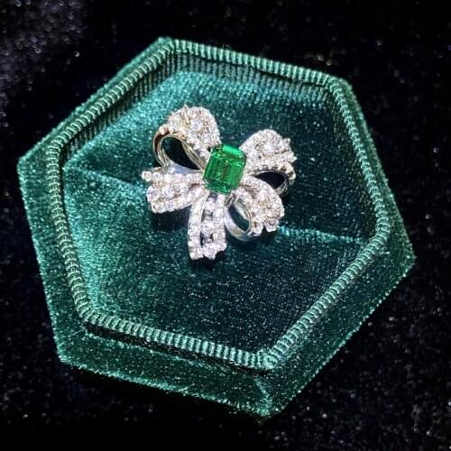 Vintage Jewelry Rings For Women 100% S925 Sterling Silver Created Nano Emerald Fine Bijoux Temperament Ring Gorgeous Jewelry