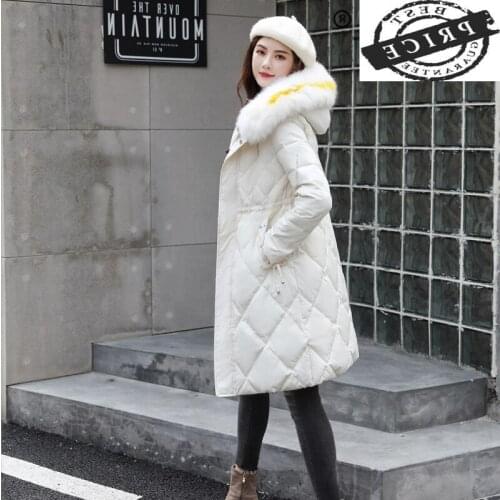 Winter Down Jacket Women Coat Female Real Fox Fur Hooded Clothes 2021 Korean Thick Warm White Duck Down Coat Hiver LW1636