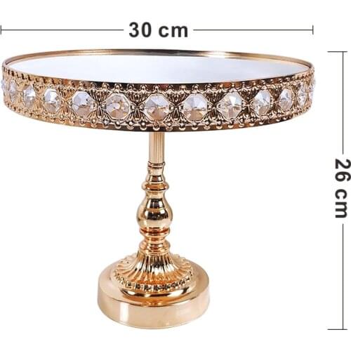 Gold Cake Plate Stand Acrylic Mirror High Base Metal Cupcake Dish Party Filming Props Dessert Wedding Tray Decoration Display 5
