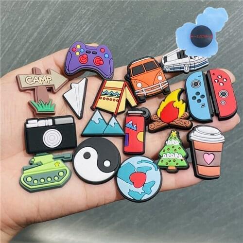 1pcs PVC Camera Game Remote Shoes Accessories Garden Shoe Decorations Fit Children Backpack Croc Jibz Charm X-mas Gifts