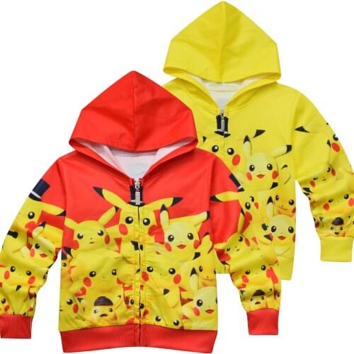 2020 Fashion Pikachu Coat Pullover Hoodies Go Pokemon Jacket Streetshirt Children Christmas Gift Thin Aumtumn Cloth Sweatshirt