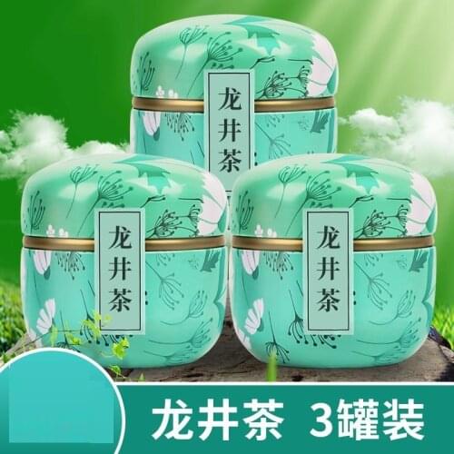 [3 cans ]Free shipping hangzhou Long-jing tea tea non-special tea 2021 new tea spring-tea canned green- tea good for health