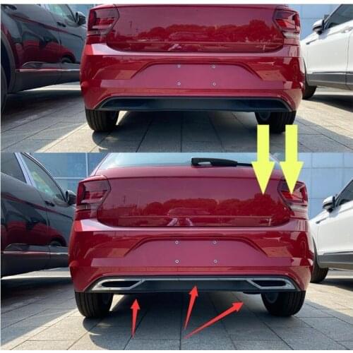 3Pcs Rear Bumper Diffuser Lip Spoiler Air outlet Exhaust Strip Cover Trim For Volkswagen for VW Polo MK6 Polo Plus 2018 2020