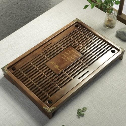 43*28*6cm Chinese Soild Wood Tea Tray Kung Fu Stored Drainage Water Drawer Tray Gongfu Tea Set Service Vintage Tea