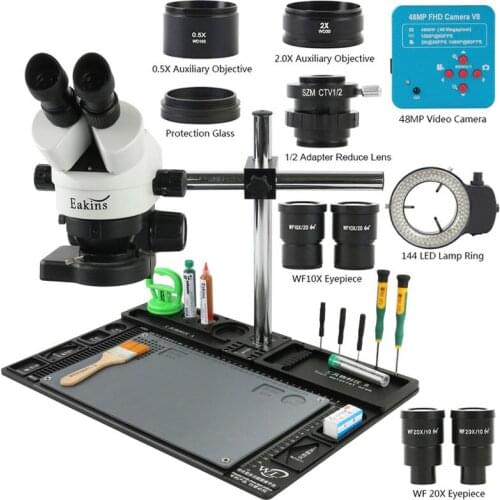 21MP 2K HDMI Microscope Camera 3.5-90X Simul-focal Trinocular Stereo Microscope 1/2 Adapter Lens Single Arm Rotating Bracket