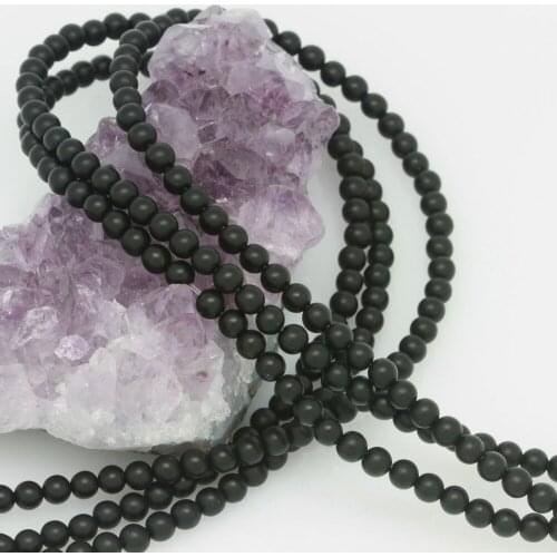 Free Shipping,4mm Black Matte Frosted Onyx Loose Stone Spacer Finding Round Beads For Bracelet DIY Jewelry Making Wholesale