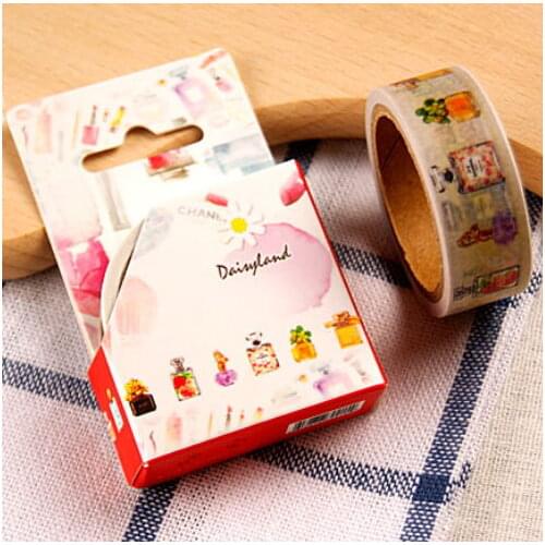 Free shipping Beautiful washi paper tape with color box/15mm*5m*2boxes varied perfume bottle masking japan washi tape