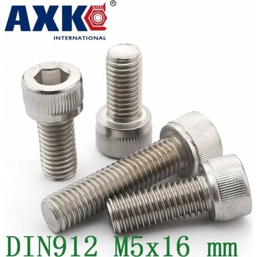 Free Shipping Stainless Steel 50pcs/lot Metric Thread Din912 M5x16 Mm M5*16 Mm 304 Hex Socket Head Cap Screw Bolts