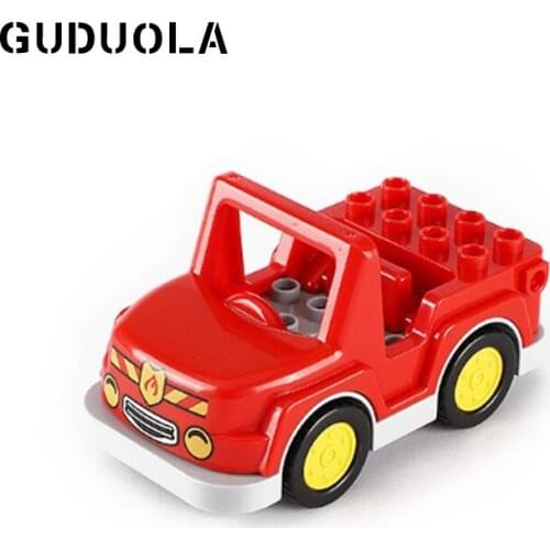 GUDUOLA Big Bricks 8dots Off-road vehicle Amusement Park Accessory Brick Car Playmobil Toys Duplo Building Block For Children