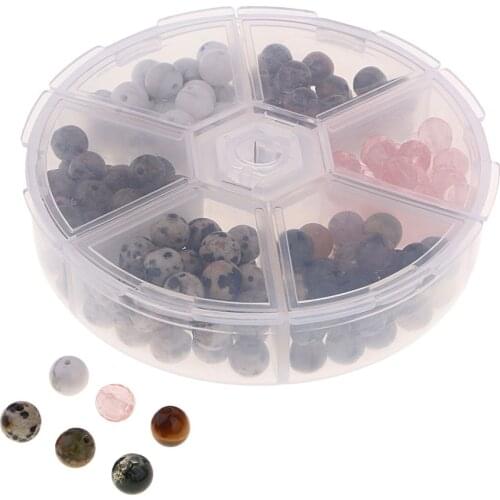 180Pieces Natural Gemstone Beads 6mm Loose Natural Stone Beads with Storage Box
