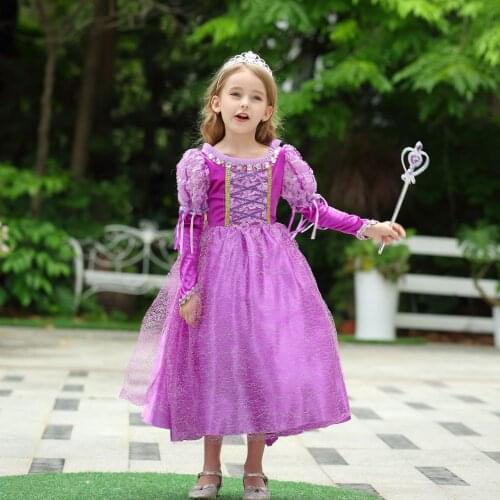 Halloween kid Girls Tangle Rapunzel Princess Purple Costume Birthday Party Book Week Child Fancy Dress
